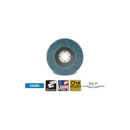 Cgw Abrasives CGW Abrasives 42542 Abrasive Flap Disc 5" x 7/8" 40 Grit Zirconia 42542